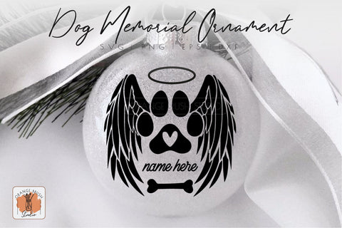 Dog Paw Christmas Memorial Ornament SVG Angel Wings Cut File SVG OrangeBrushStudio 