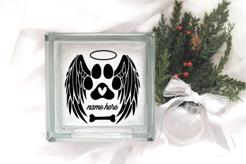 Dog Paw Christmas Memorial Ornament SVG Angel Wings Cut File SVG OrangeBrushStudio 