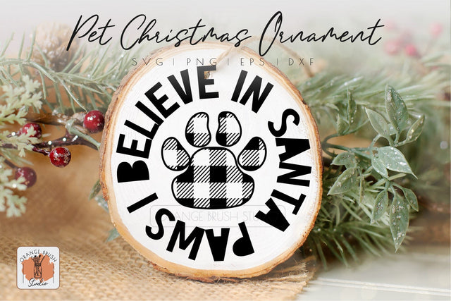 Dog Paw Christmas Ornament SVG Santa Paws Round Ornament SVG OrangeBrushStudio 