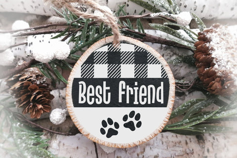 Dog Paw Christmas Ornament SVG Xmas Round Ornament File SVG OrangeBrushStudio 