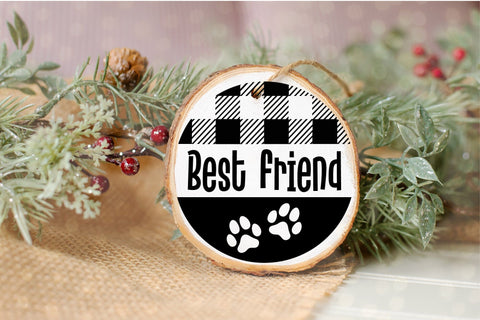 Dog Paw Christmas Ornament SVG Xmas Round Ornament File SVG OrangeBrushStudio 