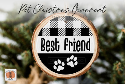 Dog Paw Christmas Ornament SVG Xmas Round Ornament File SVG OrangeBrushStudio 