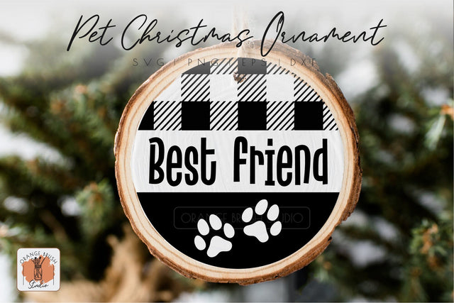 Dog Paw Christmas Ornament SVG Xmas Round Ornament File SVG OrangeBrushStudio 