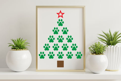 Dog paw christmas tree svg cut file SVG MAKStudion 