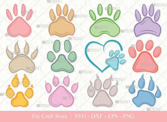 Dog Paw Clipart SVG Cut File | Pawprint Svg | Pet Paw Print Svg | Dog Love Svg | Animal Paw Svg | Paw Bundle | Eps | Dxf | Png SVG ETC Craft 