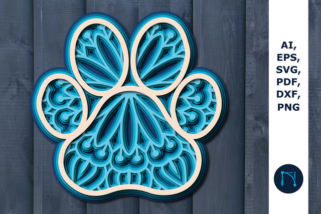 Dog paw layer SVG cut file mandala SVG SVG MD JOYNAL ABDIN 