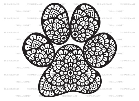 Dog paw mandala SVG TribaliumArtSF 