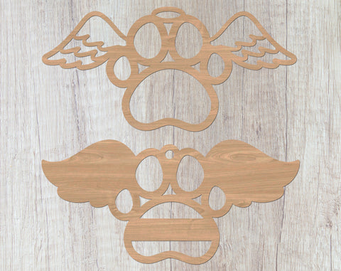 Dog Paw Memorial Laser SVG Cut Files, Personalizable Dog Paw Angel Wings SVG, Forever In Our Hearts SVG, 8 Designs SVG HappyDesignStudio 