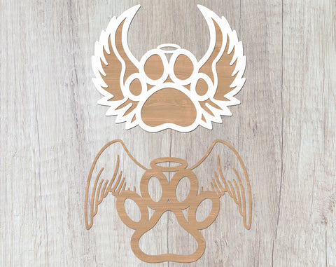 Dog Paw Memorial Laser SVG Cut Files, Personalizable Dog Paw Angel Wings SVG, Forever In Our Hearts SVG, 8 Designs SVG HappyDesignStudio 