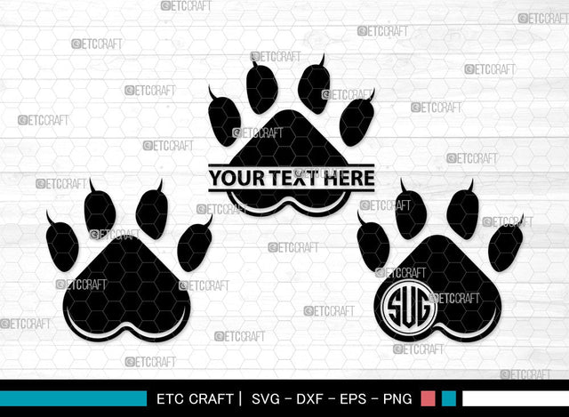Dog Paw Monogram SVG | Pawprint Svg | Pet Paw Print Svg | Dog Love Svg | Animal Paw Svg | Dog Paw Clipart SVG ETC Craft 