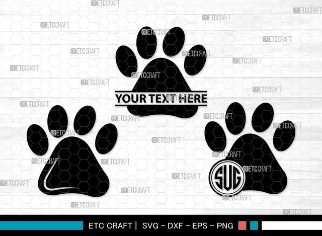 Dog Paw Monogram SVG | Pawprint Svg | Pet Paw Print Svg | Dog Love Svg | Animal Paw Svg | Dog Paw Clipart SVG ETC Craft 