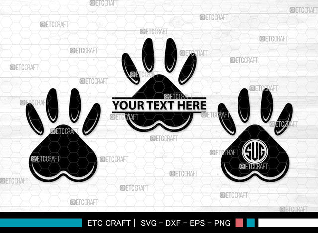 Dog Paw Monogram SVG | Pawprint Svg | Pet Paw Print Svg | Dog Love Svg | Animal Paw Svg | Dog Paw Clipart SVG ETC Craft 