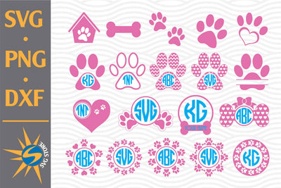 Dog Paw Monogram SVG, PNG, DXF Digital Files Include SVG SVGStoreShop 