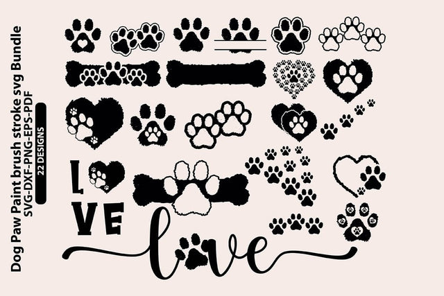 Dog Paw Paint brush stroke svg Bundle SVG shah alam 