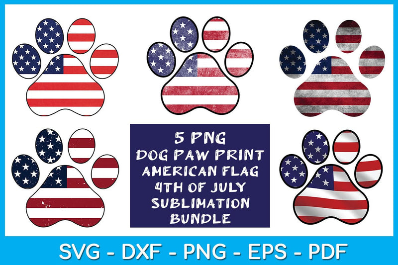 Dog Paw Print 4th Of July Sublimation PNG Bundle SVG Creativedesigntee 