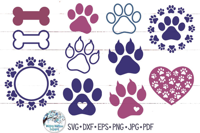 Dog Paw Prints SVG SVG Wispy Willow Designs 