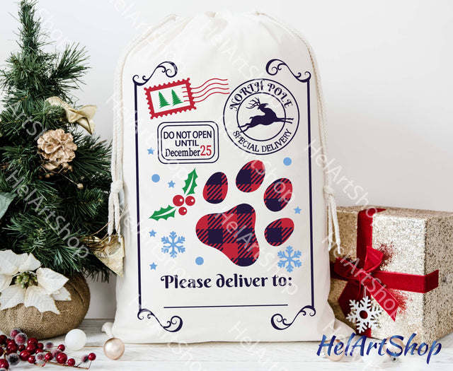 Dog Paw Santa Sack Svg, Christmas Bag Svg SVG _HelArtShop_ 
