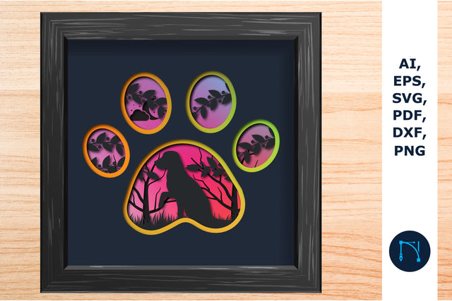 Dog paw shadowbox Bundle 3d SVG SVG MD JOYNAL ABDIN 