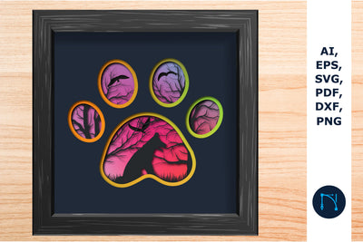 Dog paw shadowbox Bundle 3d SVG SVG MD JOYNAL ABDIN 