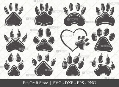 Dog Paw Silhouette SVG Cut File | Pawprint Svg | Pet Paw Print Svg | Dog Love Svg | Animal Paw Svg | Paw Bundle | Eps | Dxf | Png SVG ETC Craft 