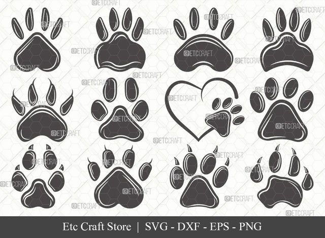 Dog Paw Silhouette SVG Cut File | Pawprint Svg | Pet Paw Print Svg | Dog Love Svg | Animal Paw Svg | Paw Bundle | Eps | Dxf | Png SVG ETC Craft 
