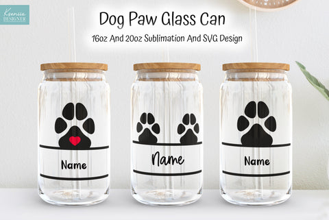 Dog Paw Silhouettes. Beer Glass Can Sublimation And SVG Wrap SVG Kseniia designer 