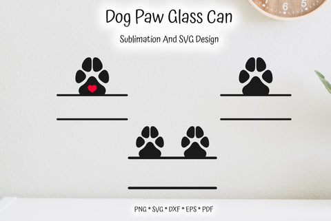 Dog Paw Silhouettes. Beer Glass Can Sublimation And SVG Wrap SVG Kseniia designer 