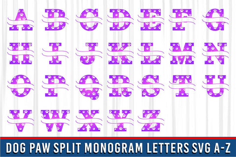 Dog Paw Split Monogram Letters SVG Set A-Z, Split Alphabet SVG, Split Letter SVG, Split Font SVG SVG D2PUTRI, SVG BUNDLE, SUBLIMATION BUNDLE, T SHIRT DESIGNS BUNDLE 