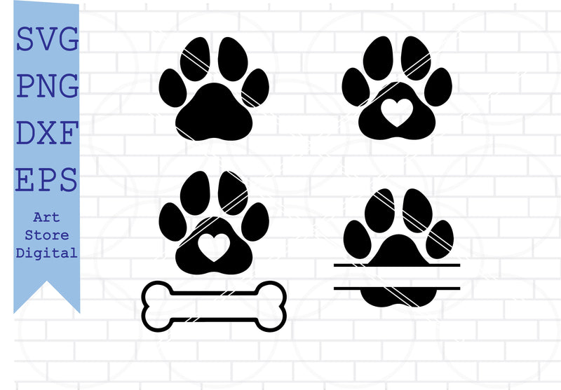 Dog Paw Svg, Dog Bone SVG, Paw Print SVG - So Fontsy