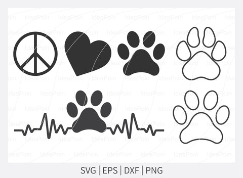 Dog paw svg, Dog paw bundle svg, Dog love svg, paw heart svg, Paw svg, dog paw print svg, dog paw Vector, paw clipart, Dog monogram paw svg, Cameo, Vinyl Designs, Iron On Decals, Cricut cut files, svg, eps, dxf, png SVG Dinvect 