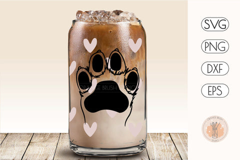 Dog Paw SVG Libbey Can Glass Full Wrap 16 Oz SVG OrangeBrushStudio 