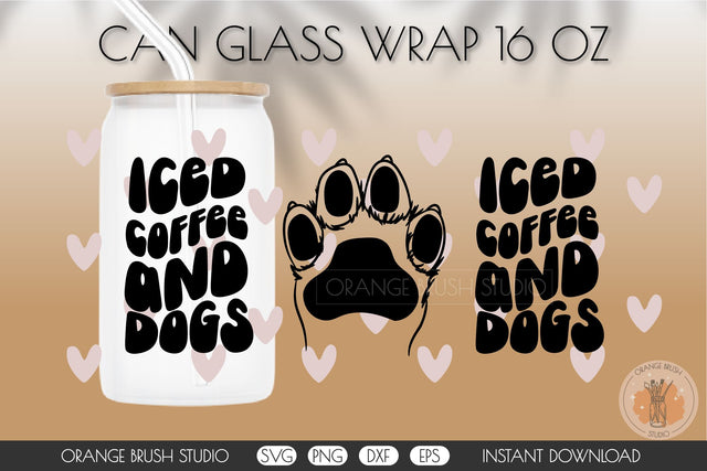 Dog Paw SVG Libbey Can Glass Full Wrap 16 Oz SVG OrangeBrushStudio 
