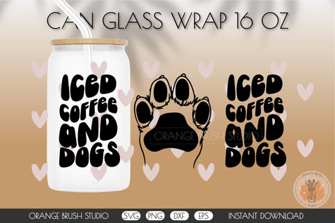 Dog Paw SVG Libbey Can Glass Full Wrap 16 Oz SVG OrangeBrushStudio 