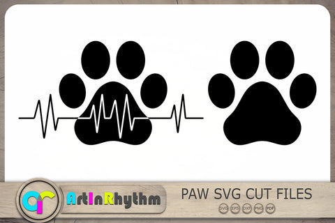 Dog Paw Svg, Paw Svg, Paw Clipart, Heartbeat Svg SVG Artinrhythm shop 
