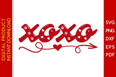 Dog Paw XOXO Love Valentine's Day SVG PNG EPS Cut File SVG Creativedesigntee 
