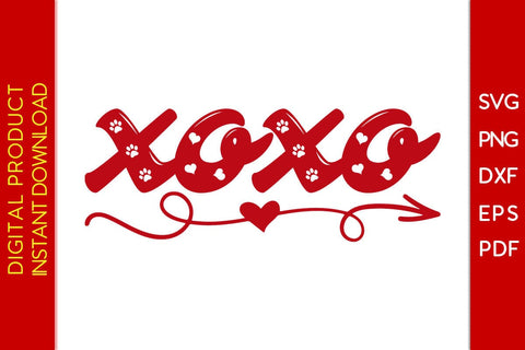 Dog Paw XOXO Love Valentine's Day SVG PNG EPS Cut File SVG Creativedesigntee 