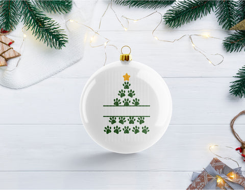 Dog Paws Christmas Tree Monogram - SVG, PNG, DXF, EPS SVG Elsie Loves Design 