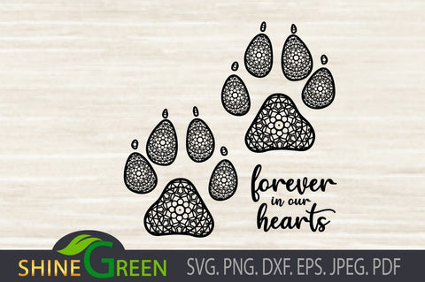 Dog Paws Memory SVG - Pet Lovers SVG Shine Green Art 