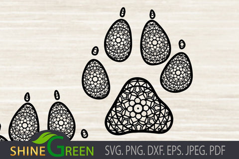 Dog Paws Memory SVG - Pet Lovers SVG Shine Green Art 