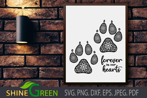 Dog Paws Memory SVG - Pet Lovers SVG Shine Green Art 