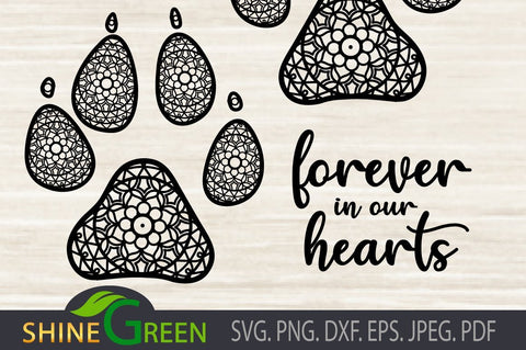 Dog Paws Memory SVG - Pet Lovers SVG Shine Green Art 