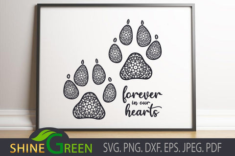 Dog Paws Memory SVG - Pet Lovers SVG Shine Green Art 