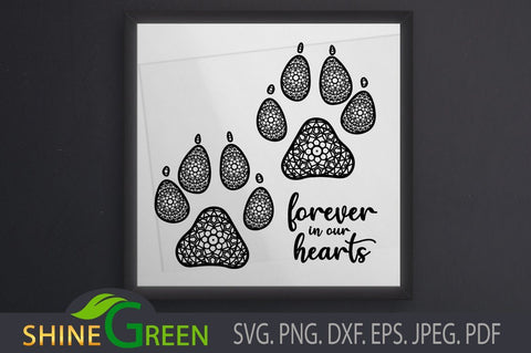 Dog Paws Memory SVG - Pet Lovers SVG Shine Green Art 