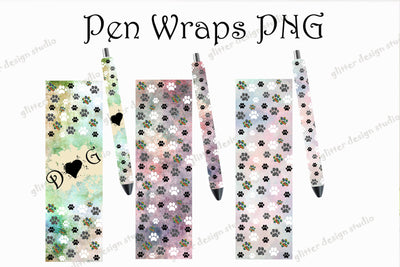 Dog Pen Wraps, Paw Print Pen Wrap, Glitter Pen Wraps, Animal Pen Wrap, Epoxy Pen Wrap, Sketch DESIGN ArtStudio 