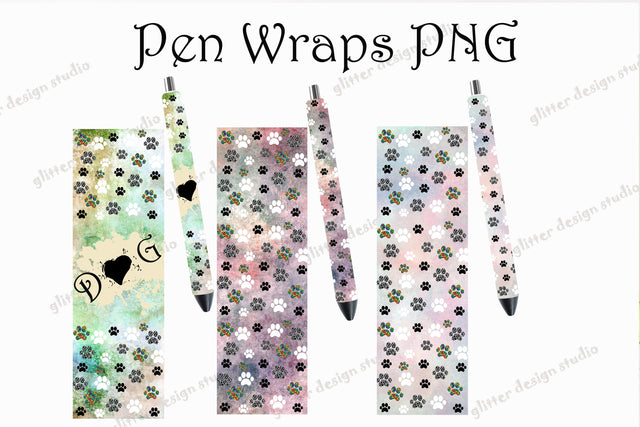 Dog Pen Wraps, Paw Print Pen Wrap, Glitter Pen Wraps, Animal Pen Wrap, Epoxy Pen Wrap, Sketch DESIGN ArtStudio 