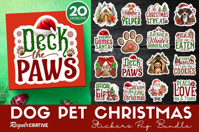 Dog Pet Christmas stickers PNG bundle Sublimation Regulrcrative 