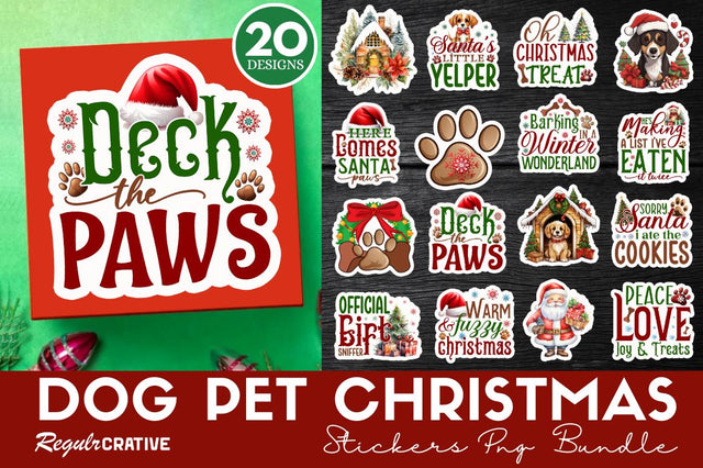 Dog Pet Christmas stickers PNG bundle Sublimation Regulrcrative 