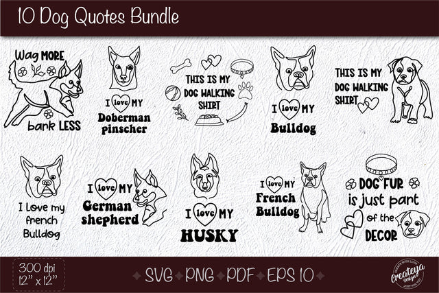Dog quote bundle svg, Funny dog quotes svg, dog quote svg, t shirt design, Hand drawn. Funny quote SVG Createya Design 