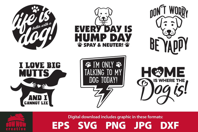 Dog Quotes / Sayings SVG Cutting File & Clipart Bundle 2 SVG Bow Wow Creative 