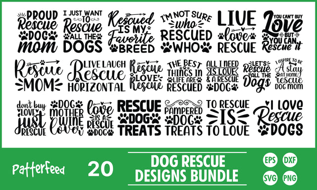 Dog Rescue SVG Designs Bundle SVG PatternFeed8 